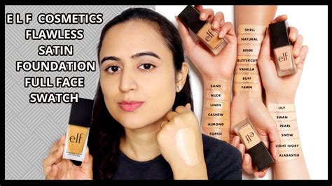 elf satin foundation swatches|elf flawless finish foundation shades.